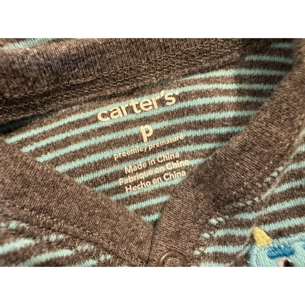 Carters Preemie Baby Boy Sleeper Monster‎ Outfit Claw Feet Cotton Reborn Doll